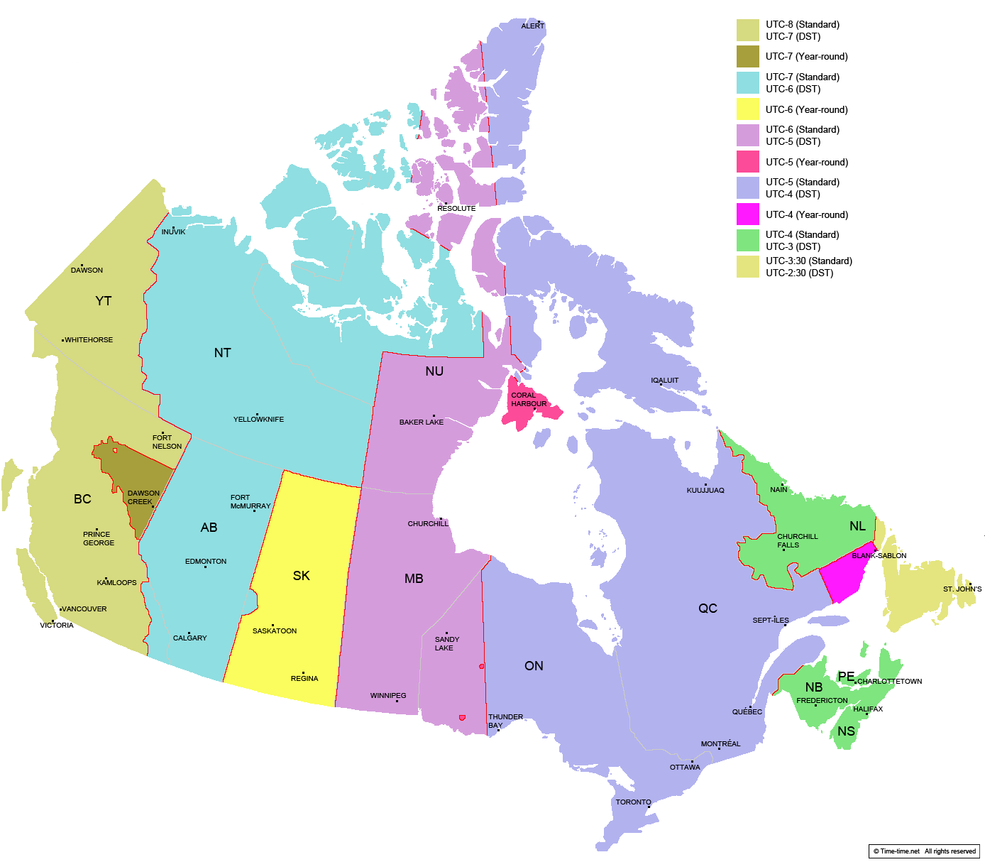 Current time zones