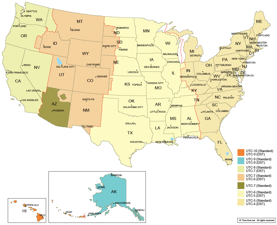 usa time zones