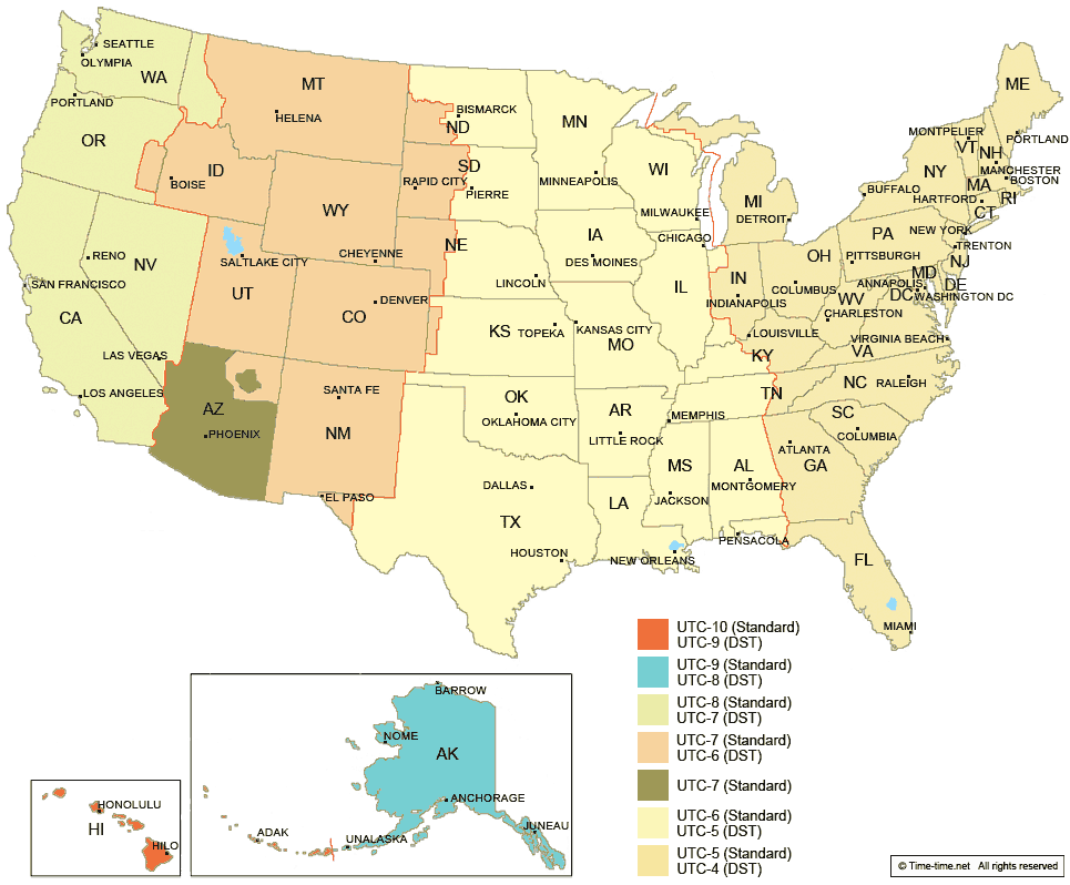 Top 7 map of time zones in us 2022