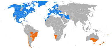 daylight saving (DST) map