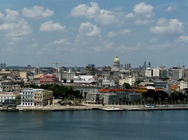 Havana seen across the water: historic buildings and the dome of the Capitolio