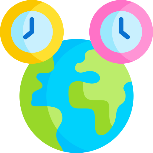 Time zone converter on a world map with a live clock