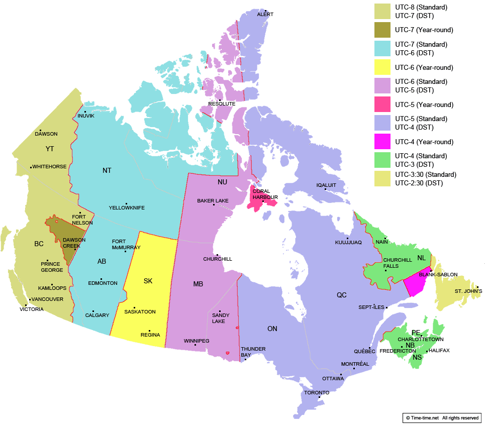 Ванкувер время разница. Временные зоны Канады. Часовые поя са Аканады. Часовые пояса Канады. Часовые пояса Канады на карте.